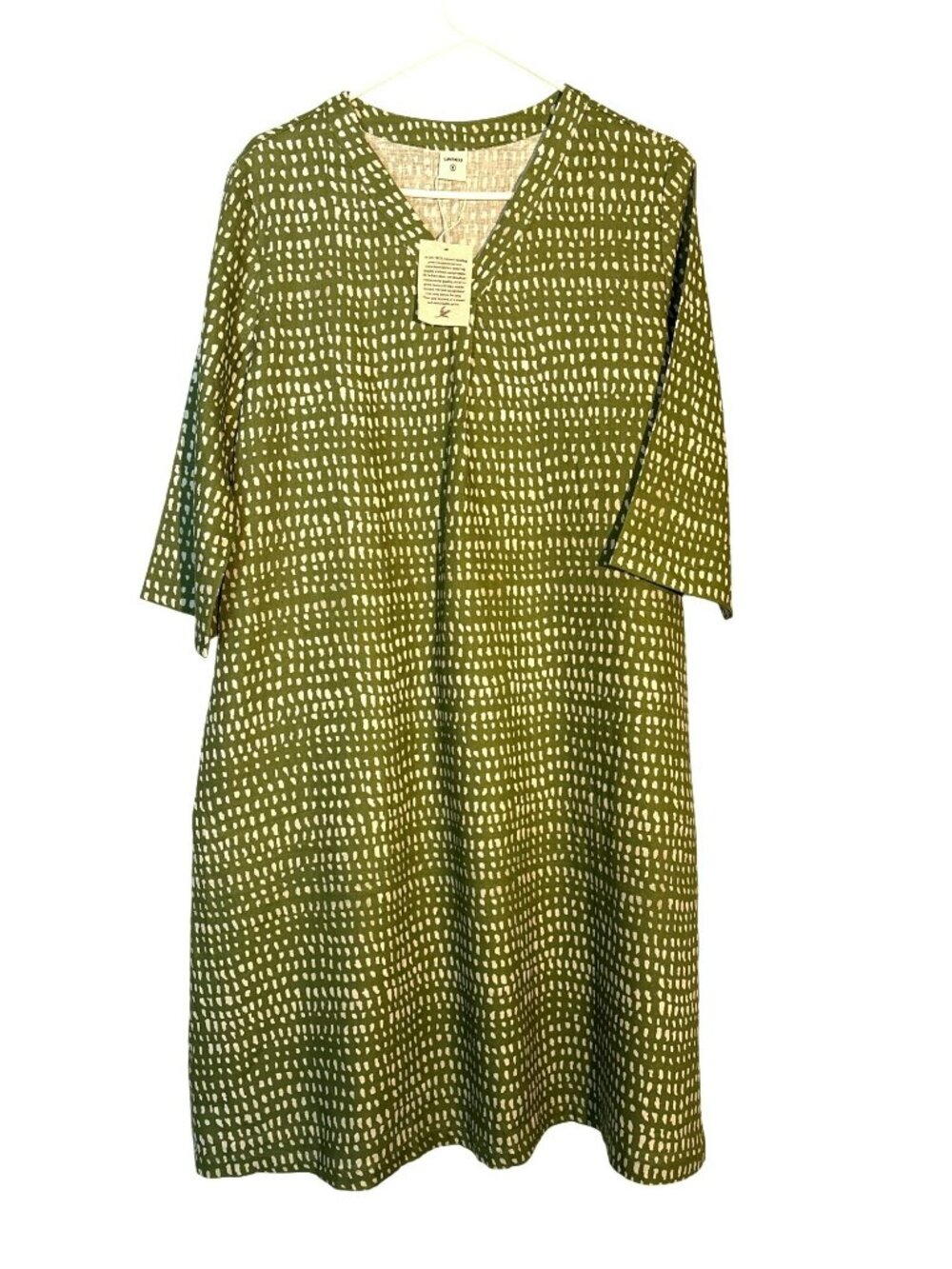 NWT Lintico Meadow Dot Linen V-Neck Dress Size Small